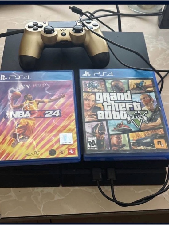 Sony PS4 Console with Gold DualShock Controller and NBA 2K24 + GTA V